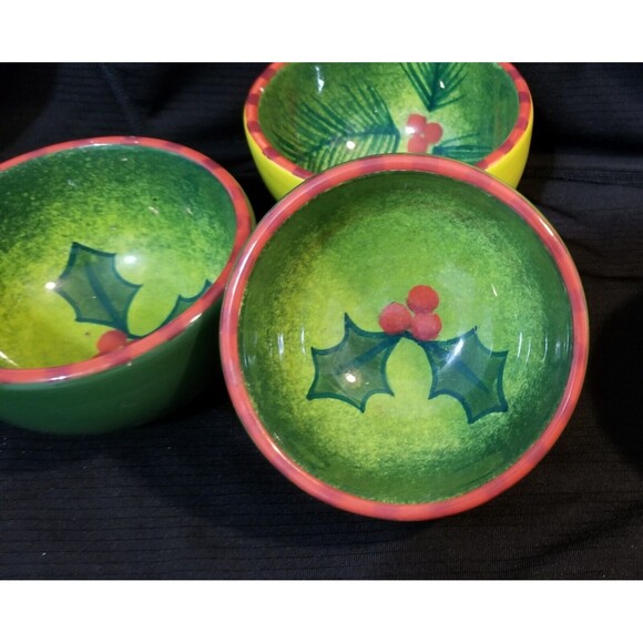 Set of Four (4) Dept 56 Condiment Bowls Holiday Christmas Hand Painted 3-1/8"dia - Picture 4 of 10
